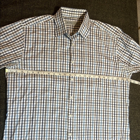 Etro Italy Designer Men's Plaid Button Down with subtle Paisley print sz 45 - Picture 7 of 9